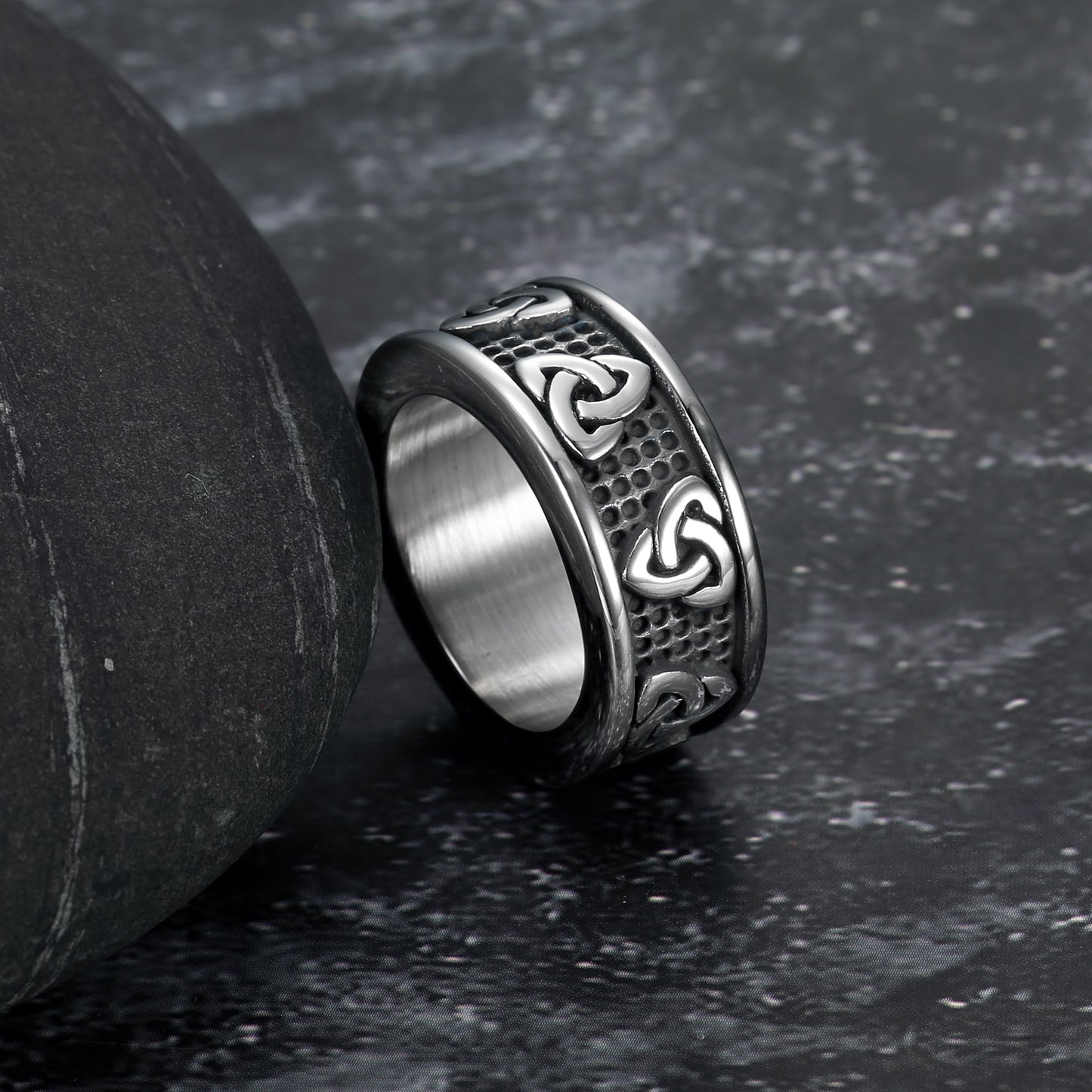 Nordic Pride Handcrafted Stainless Steel Celtic Triquetra Band Ring