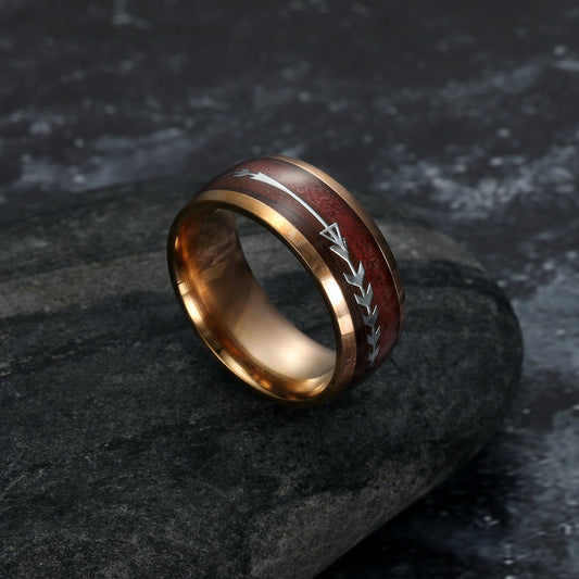 Nordic Pride Tungsten Wedding Ring With Wood and Arrow Inset