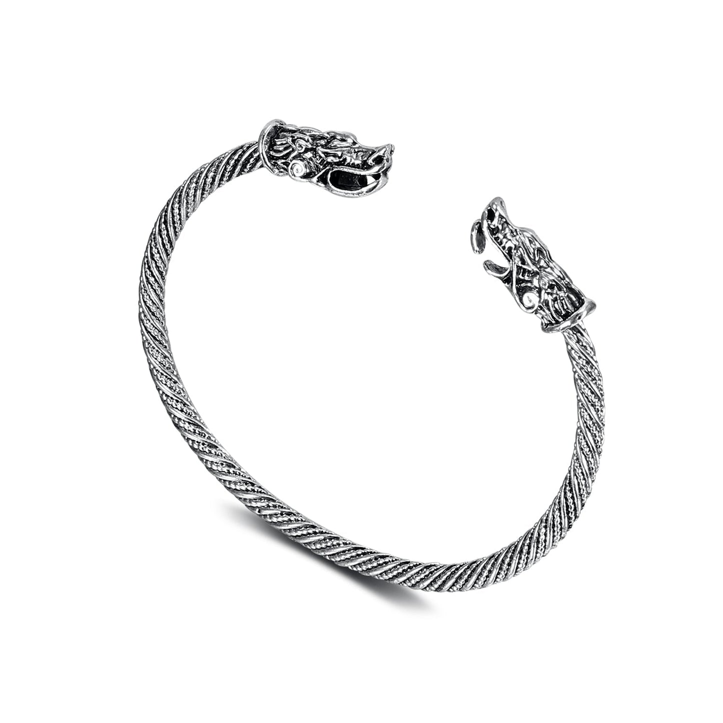 Nordic Pride Grey Wolf 's Head Torc Bracelet