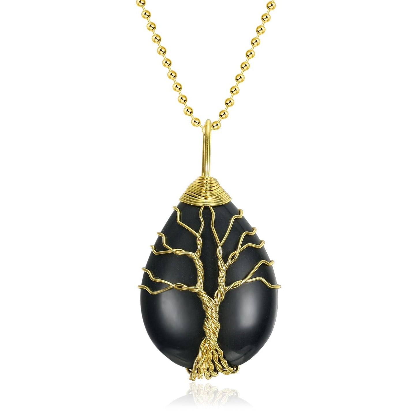 [LIMITED EDITION] Celtic Tree of Life Pendant & Chain on Teardrop Semi-Precious Stone