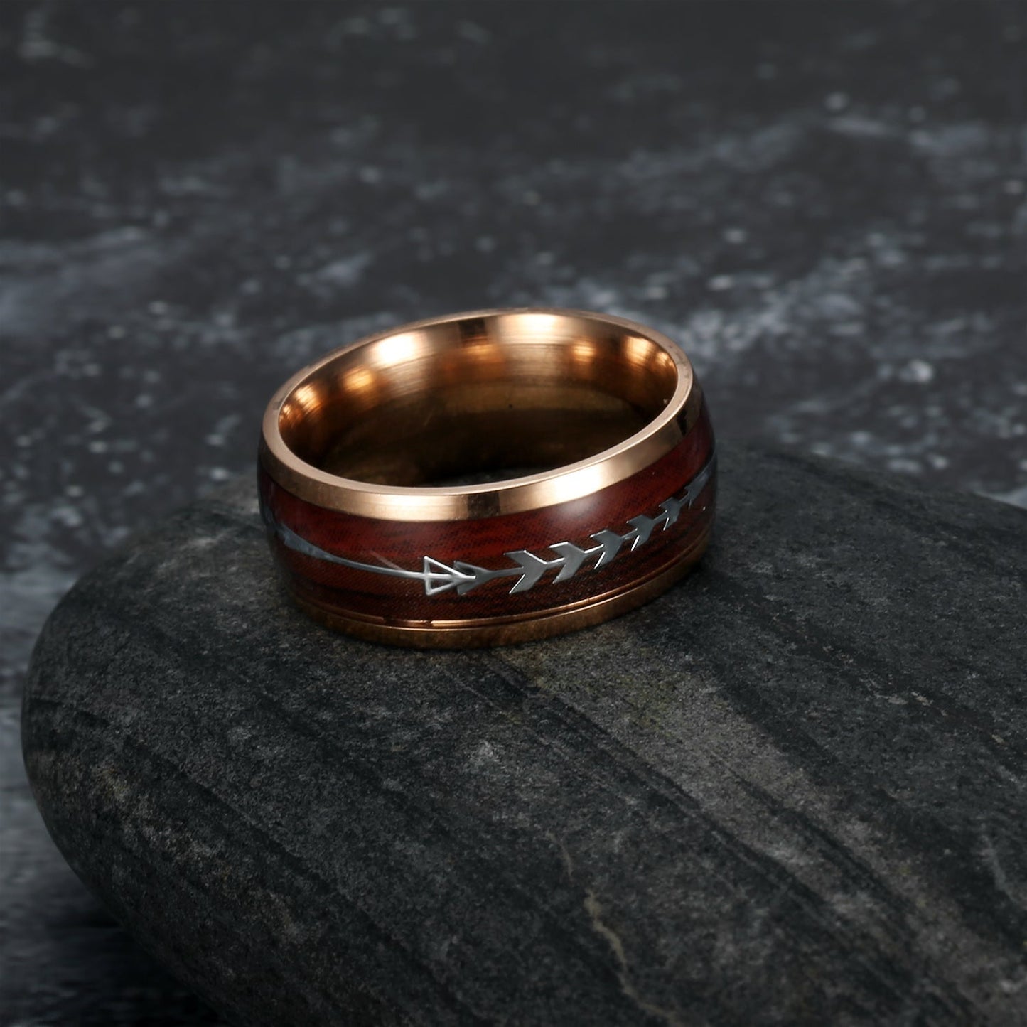 Nordic Pride Tungsten Wedding Ring With Wood and Arrow Inset