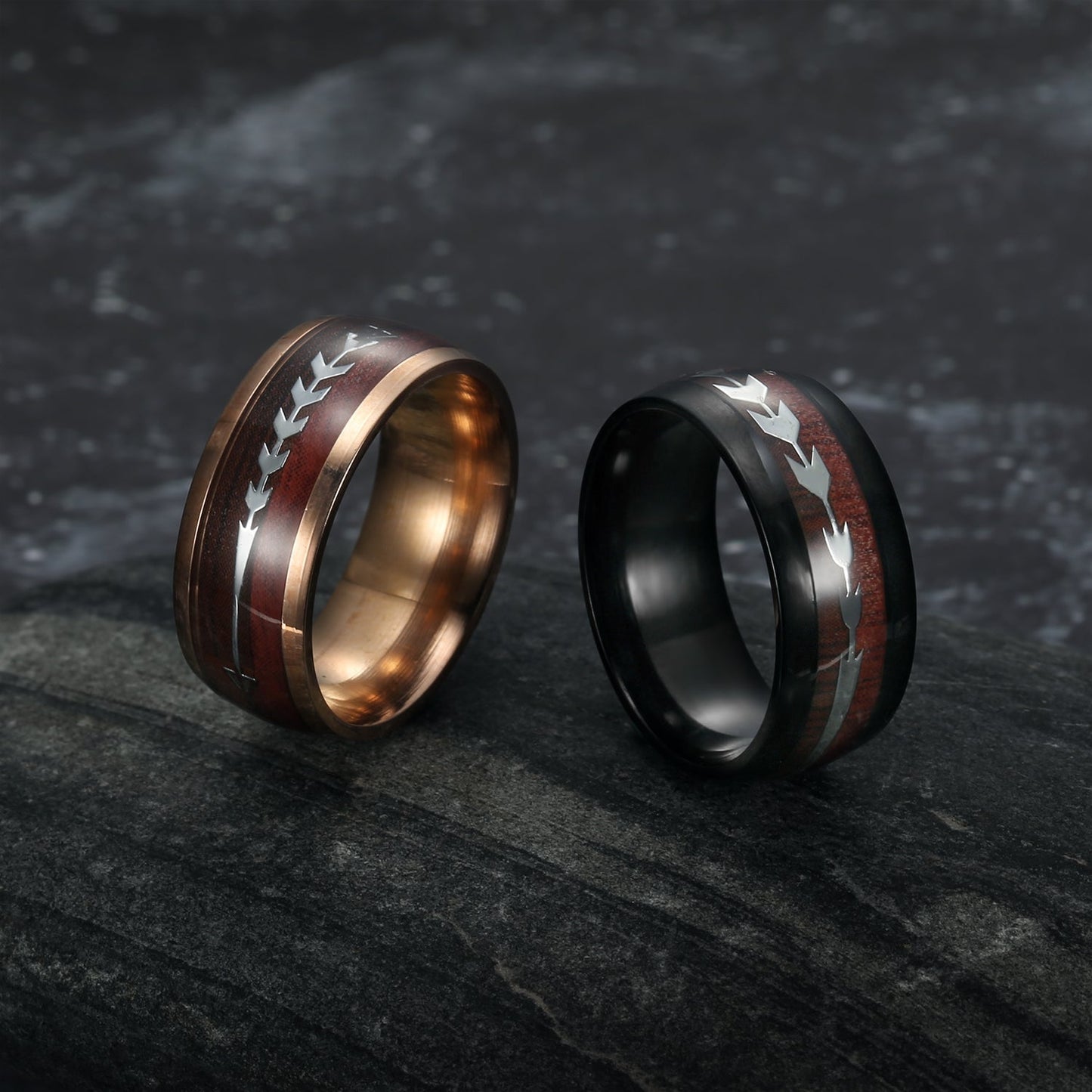 Nordic Pride Tungsten Wedding Ring With Wood and Arrow Inset