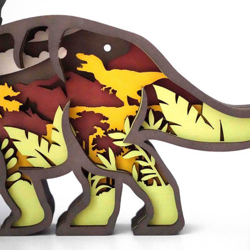 Roaring Triceratops Carving Handcraft Gift