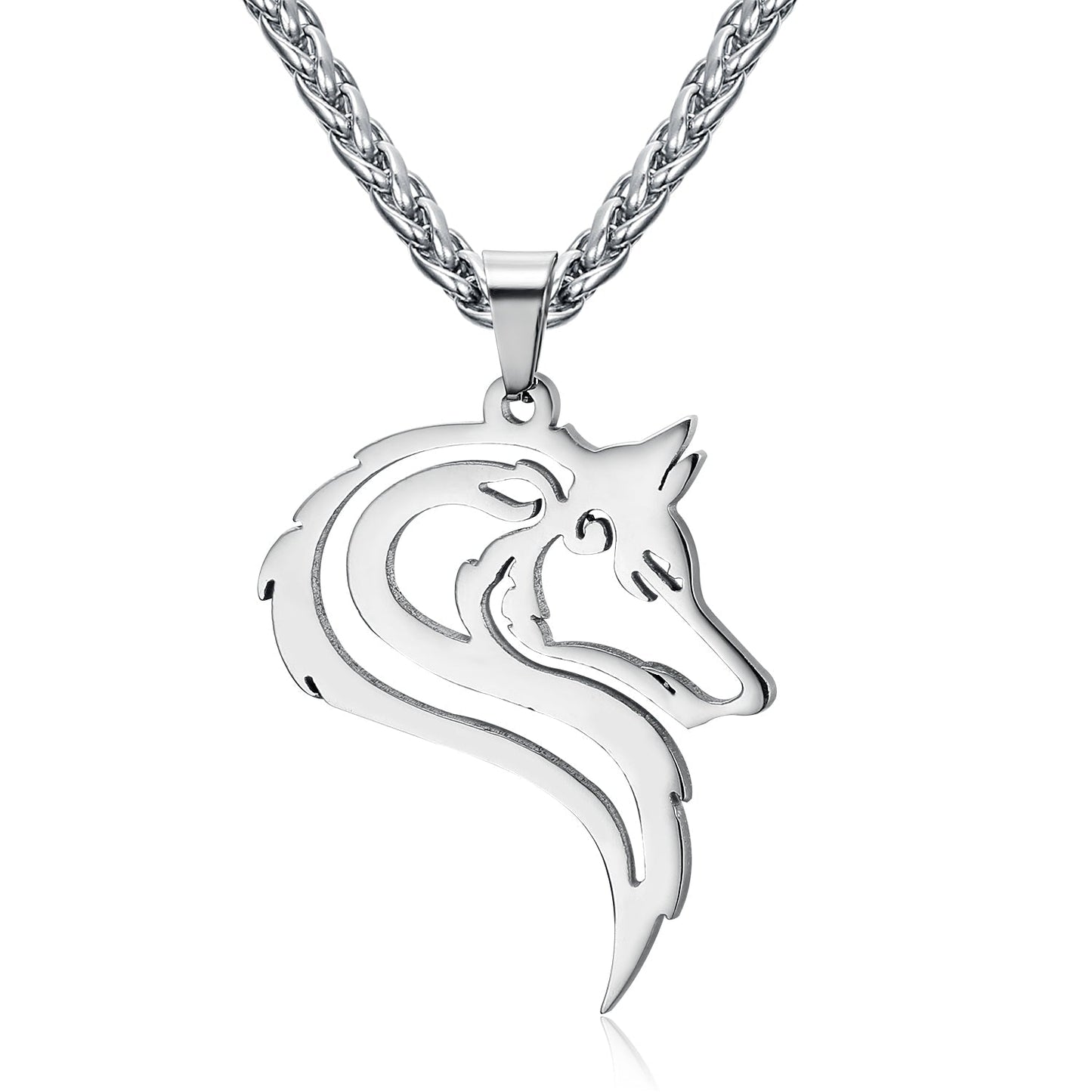 Nordic Pride Handcrafted Stainless Steel Odin's Grey Wolf  Head Pendant