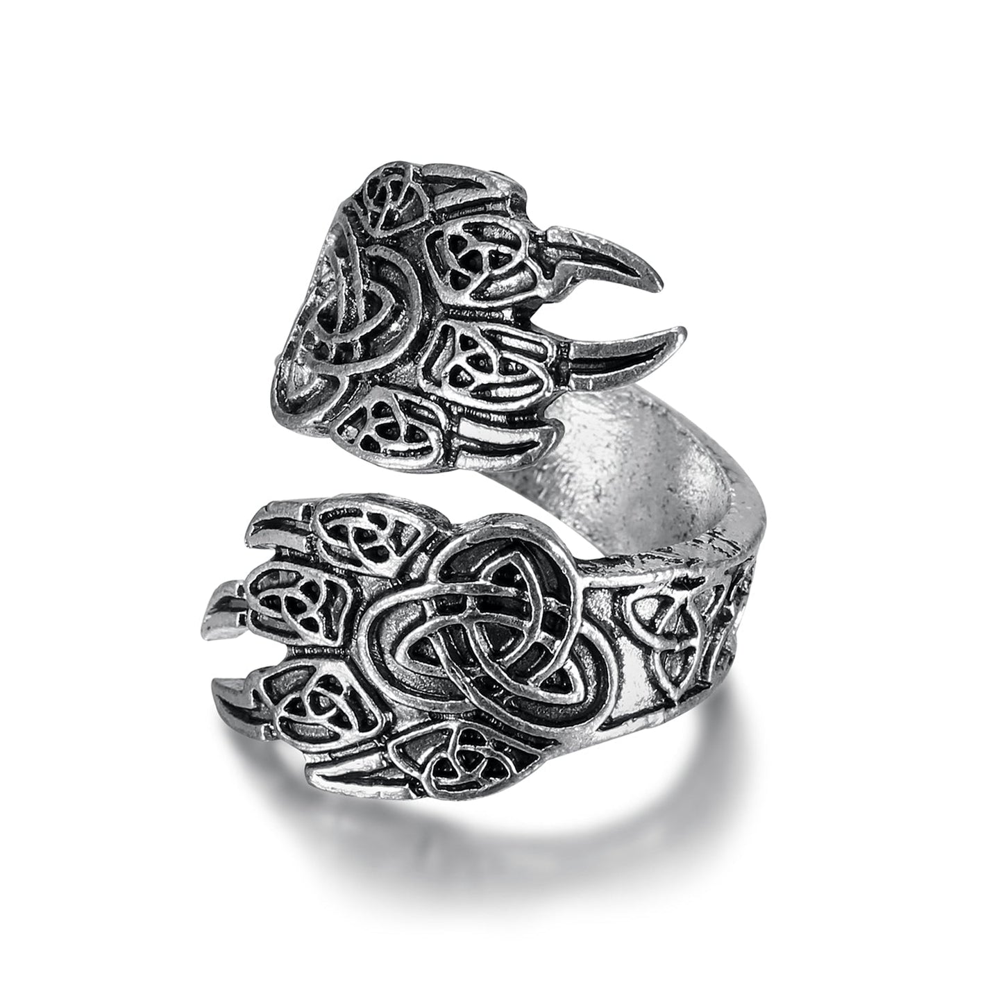 Nordic Pride Handcrafted Stainless Steel Adjustable Bear Paw Ring