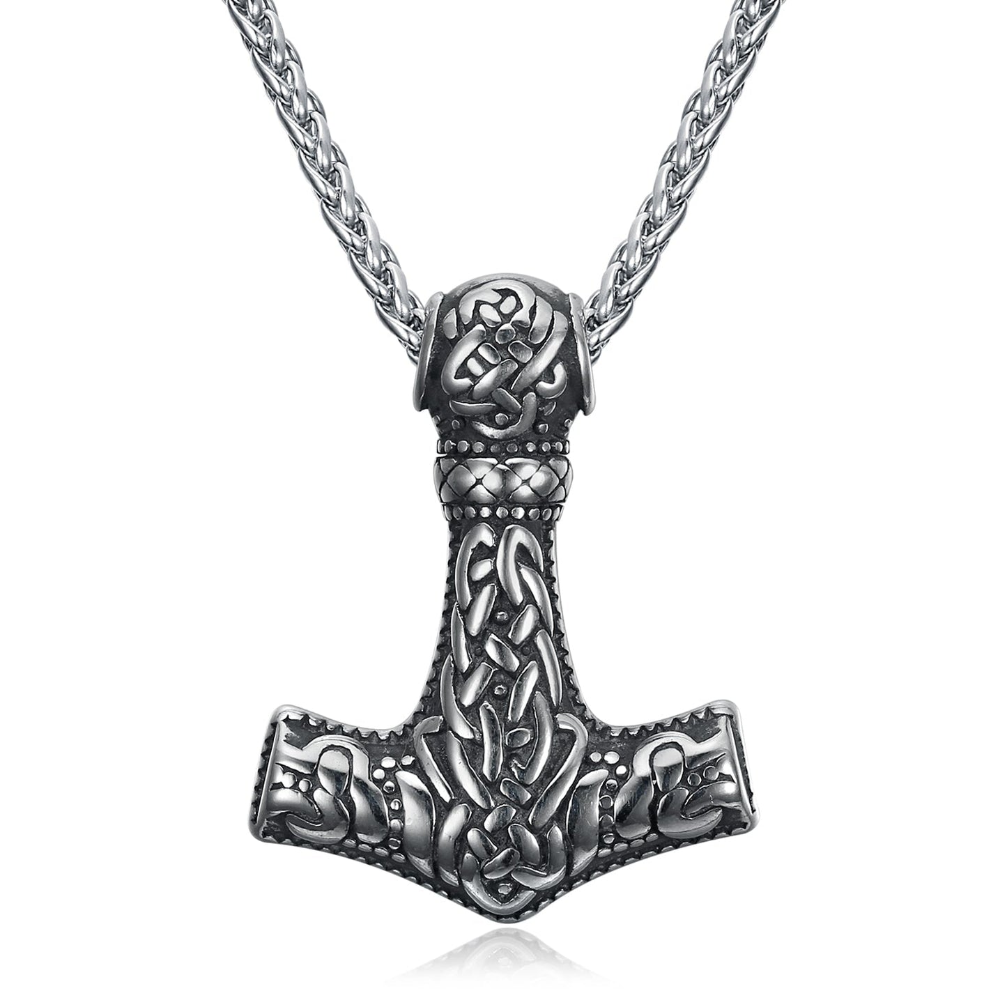 Nordic Pride Handcrafted Stainless Steel Fenrir Mjolnir Pendant