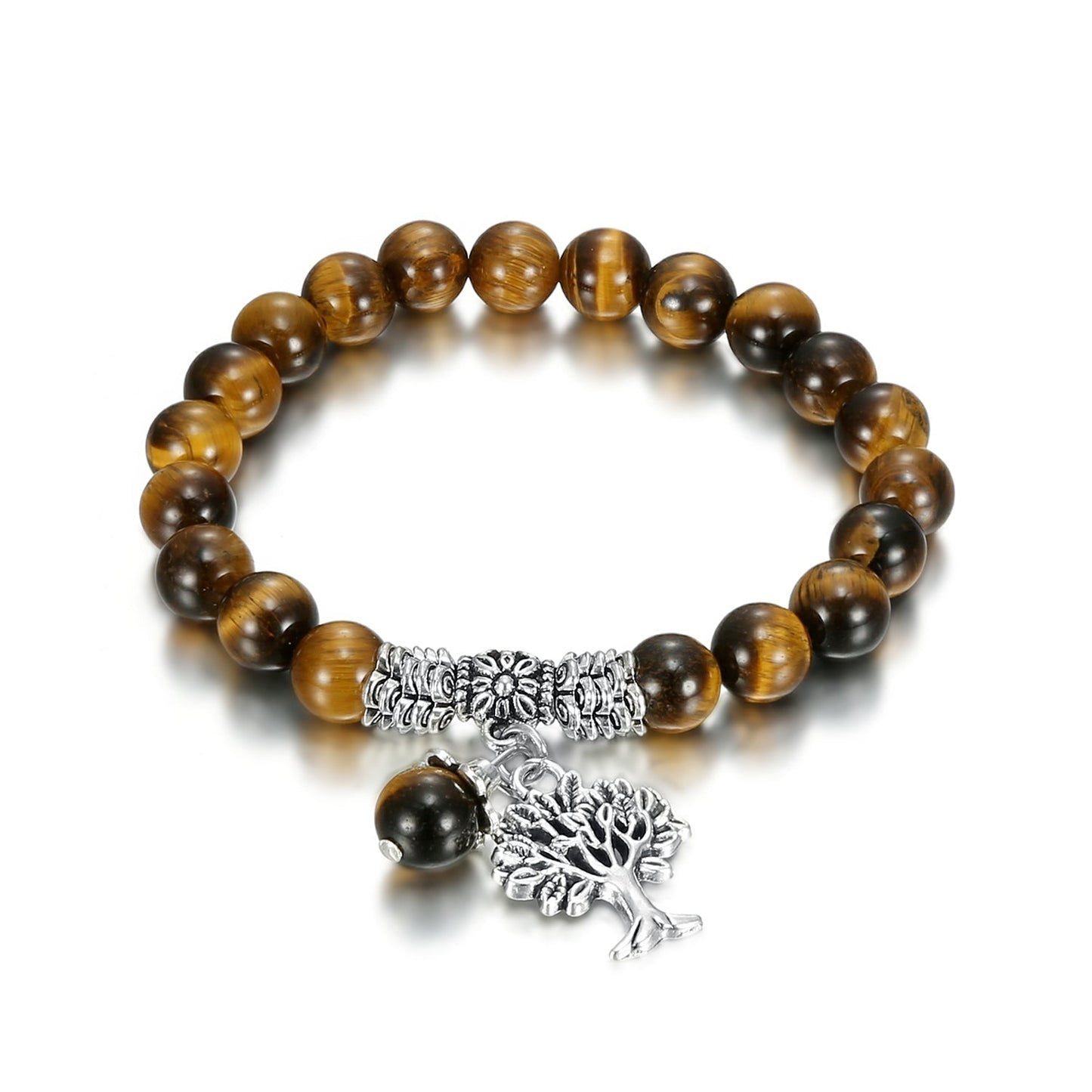 Nordic Pride Tiger Eye Gemstone Bracelet with Tree of Life Charm