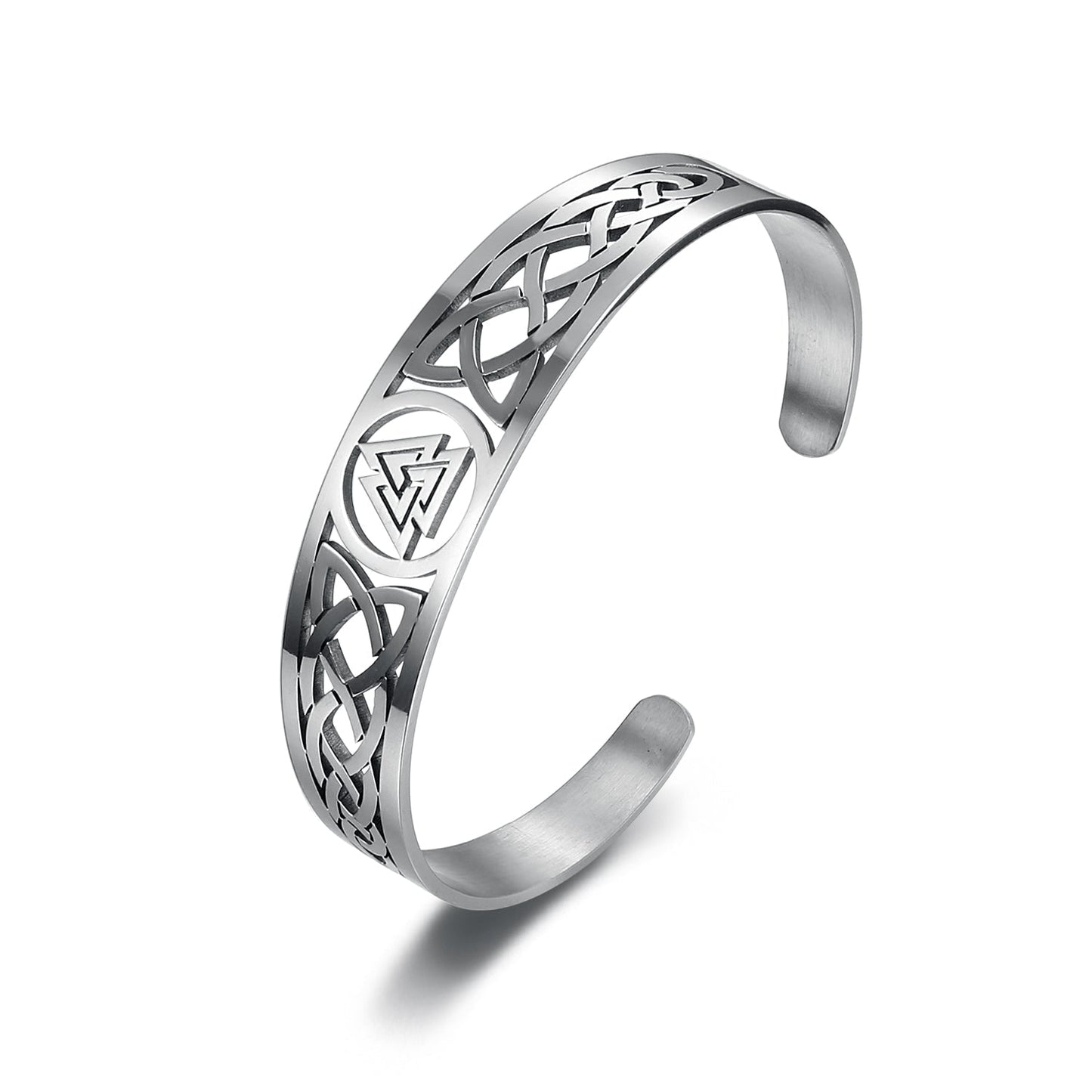 Nordic Pride Handcrafted Stainless Steel Valknut Symbol and Celtic Design Bracelet