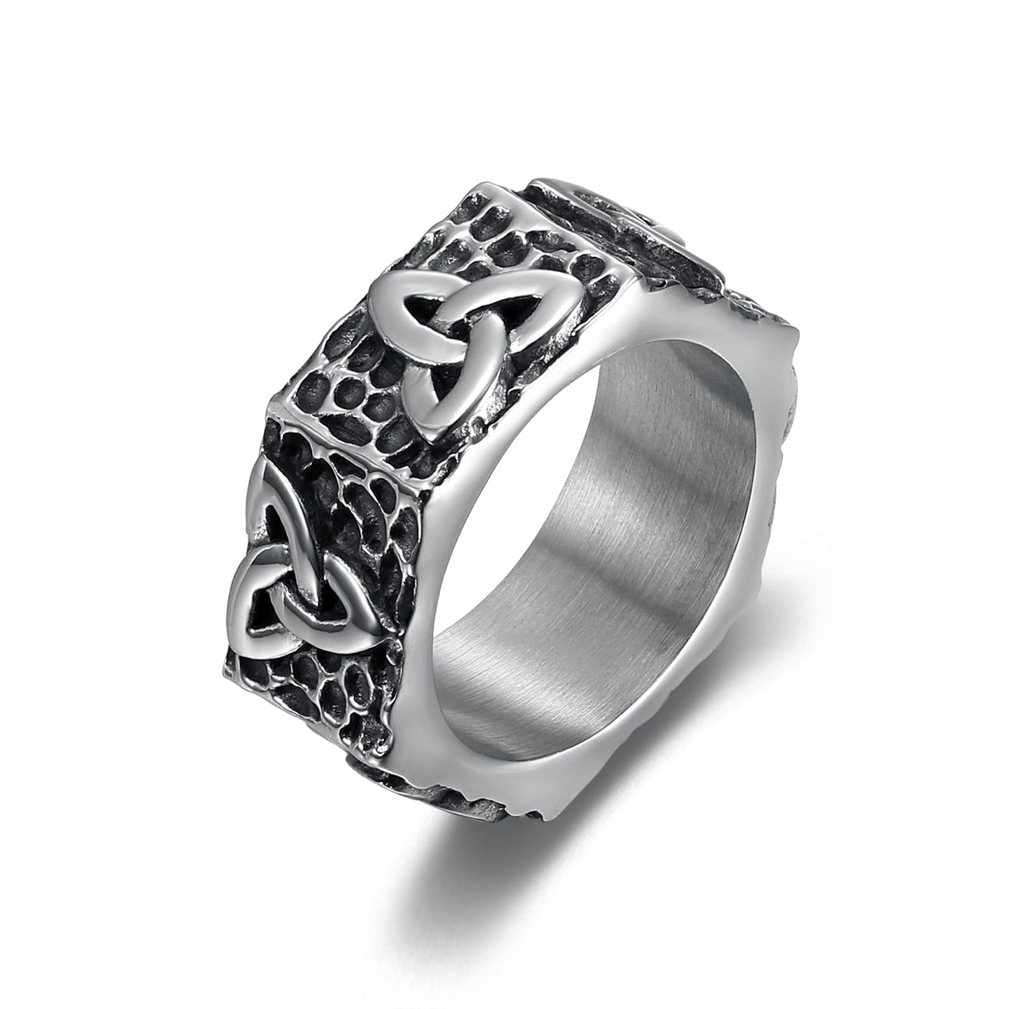 Nordic Pride Hexagonal Handcrafted Stainless Steel Triquetra Ring