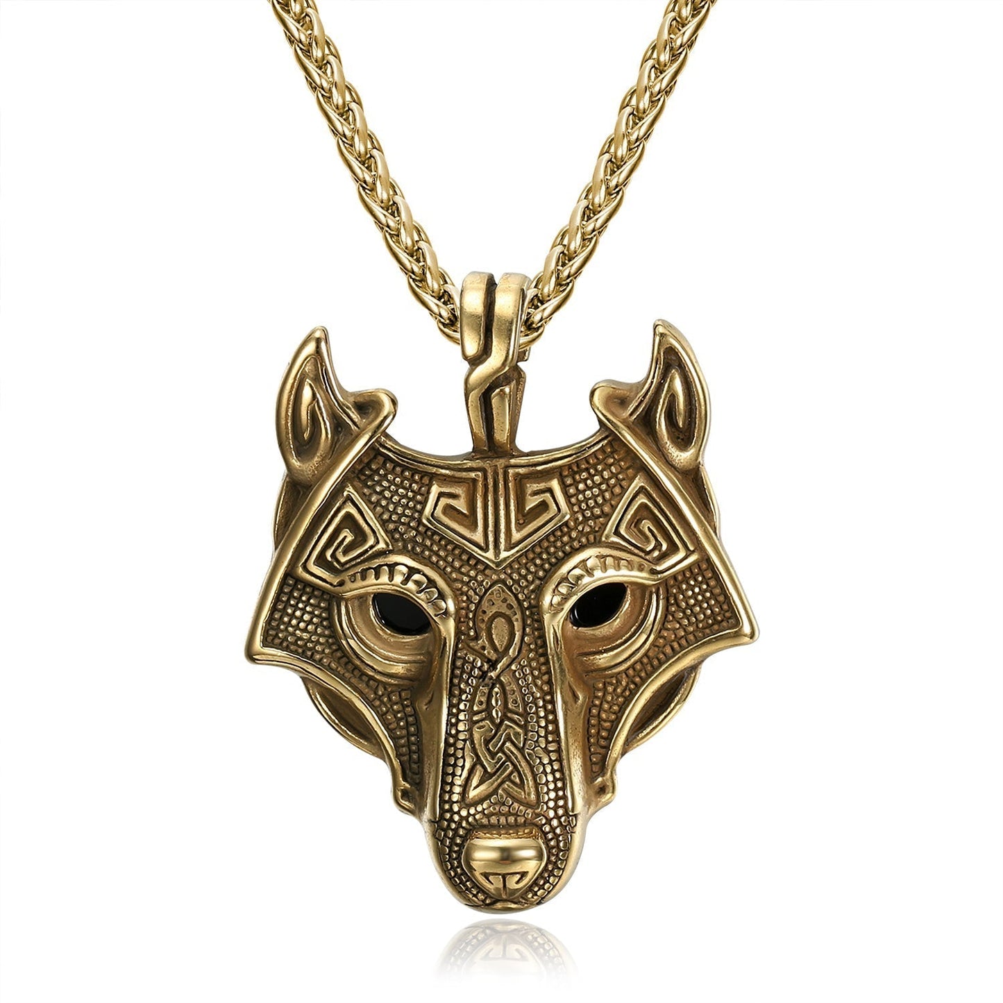 Nordic Pride Grey Wolf  Head Nordic Pendant - Metal Chain