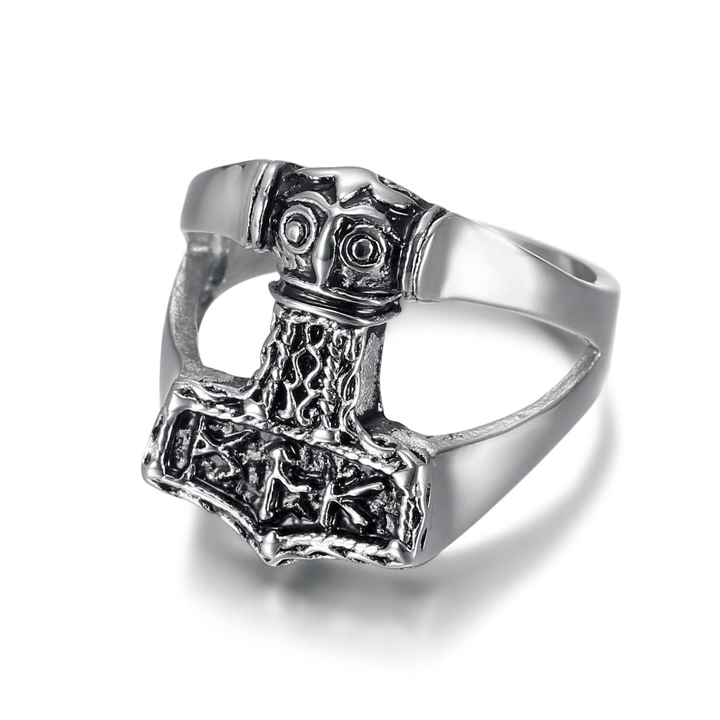 Nordic Pride Handcrafted Stainless Steel Thor's Gavel Ring