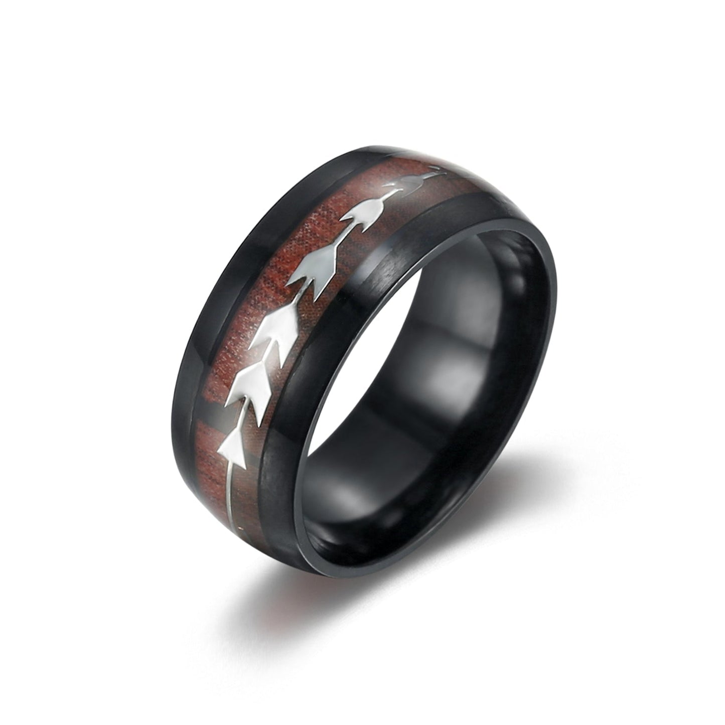 Nordic Pride Tungsten Wedding Ring With Wood and Arrow Inset