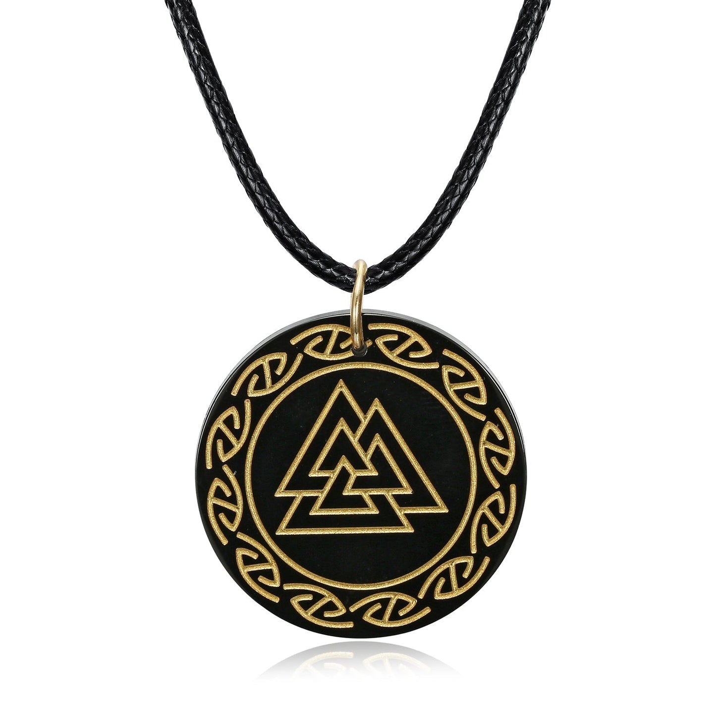 Nordic Pride Circular Horn Valknut Symbol Pendant & Chain