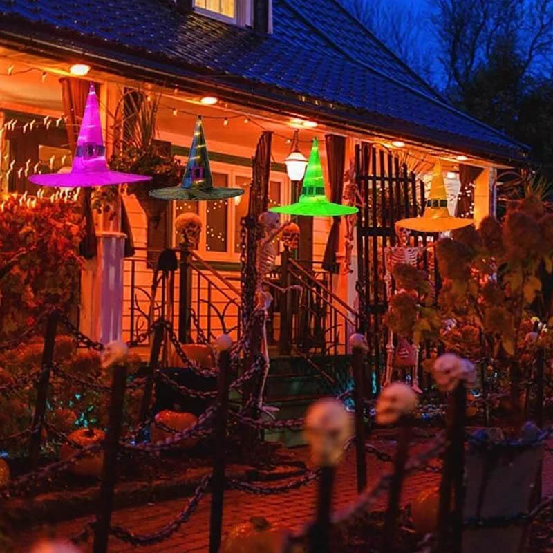 Glowing Witch Hat Decorations - 2 in 1 Hanging/Wearable