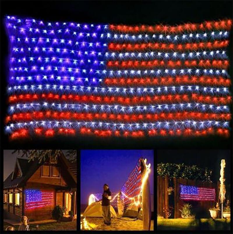 American Flag 420 Led String Lights-Large Usa Flag Outdoor Lights