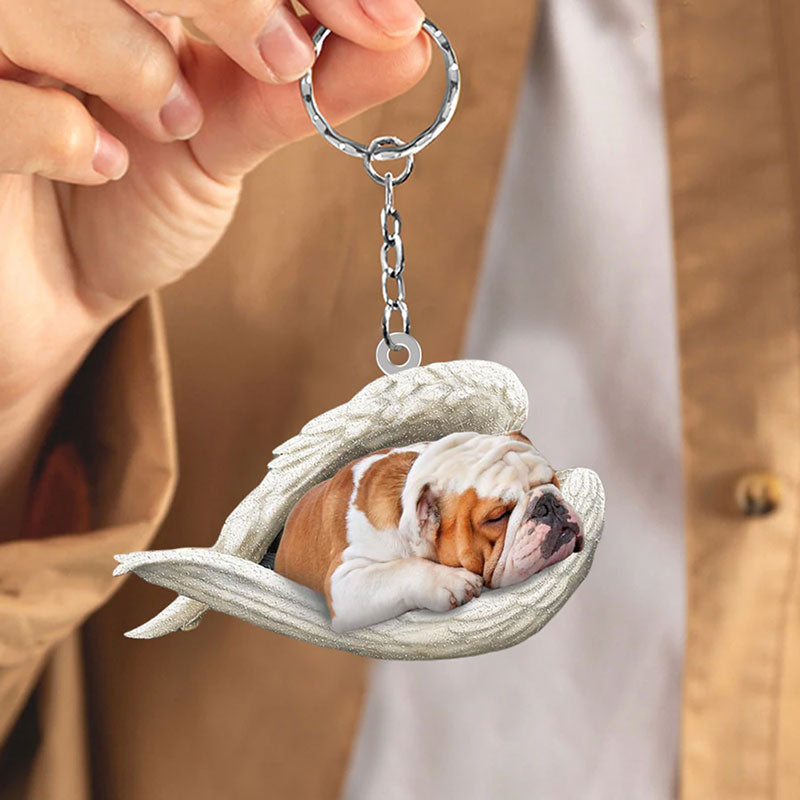 Sleeping Angel Acrylic Keychain Bulldog