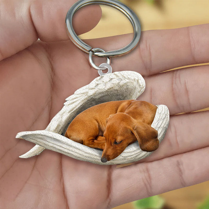 Sleeping Angel Acrylic Keychain Dachshund