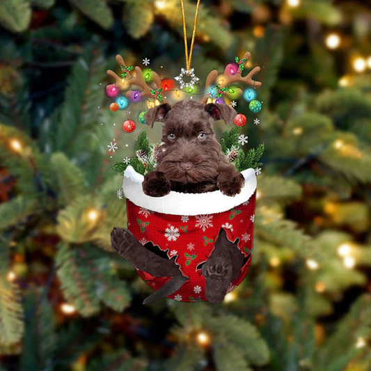 Miniature Schnauzer In Snow Pocket Christmas Ornament SP230