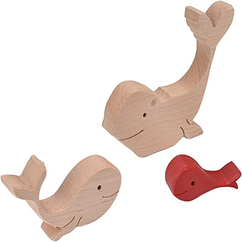 Red Whale Family Handmade Wooden 3D Puzzle