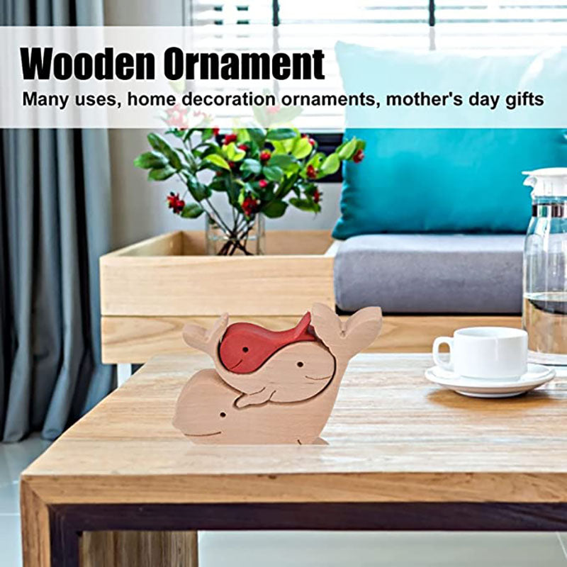 Red Whale Family Handmade Wooden 3D Puzzle