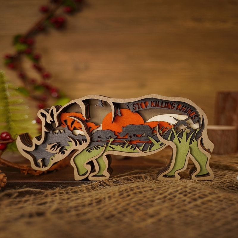 Ceratotherium simum Carving Handcraft Gift