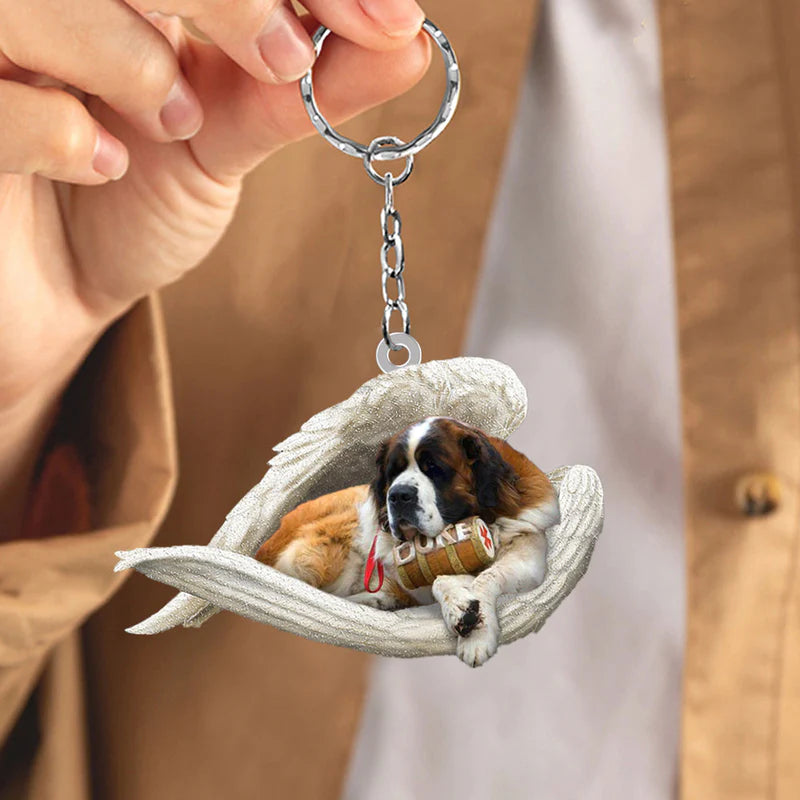 Sleeping Angel Acrylic Keychain St Bernard