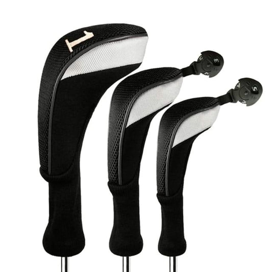 Reginald Golf Classic Wood Clubhead Covers (Black) (One Driver, One Fairway Wood, One Hybrid)