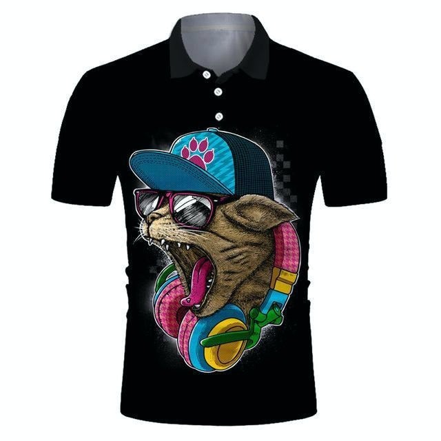 Reginald Golf Cooltech Digital Art Loud Shirt (Crazy Cat)